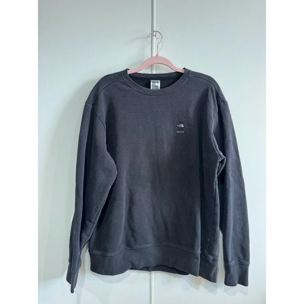 Supreme The North Face Sweatshirt Mens‎ Large Gray Mountain Graphic Logo Fleece